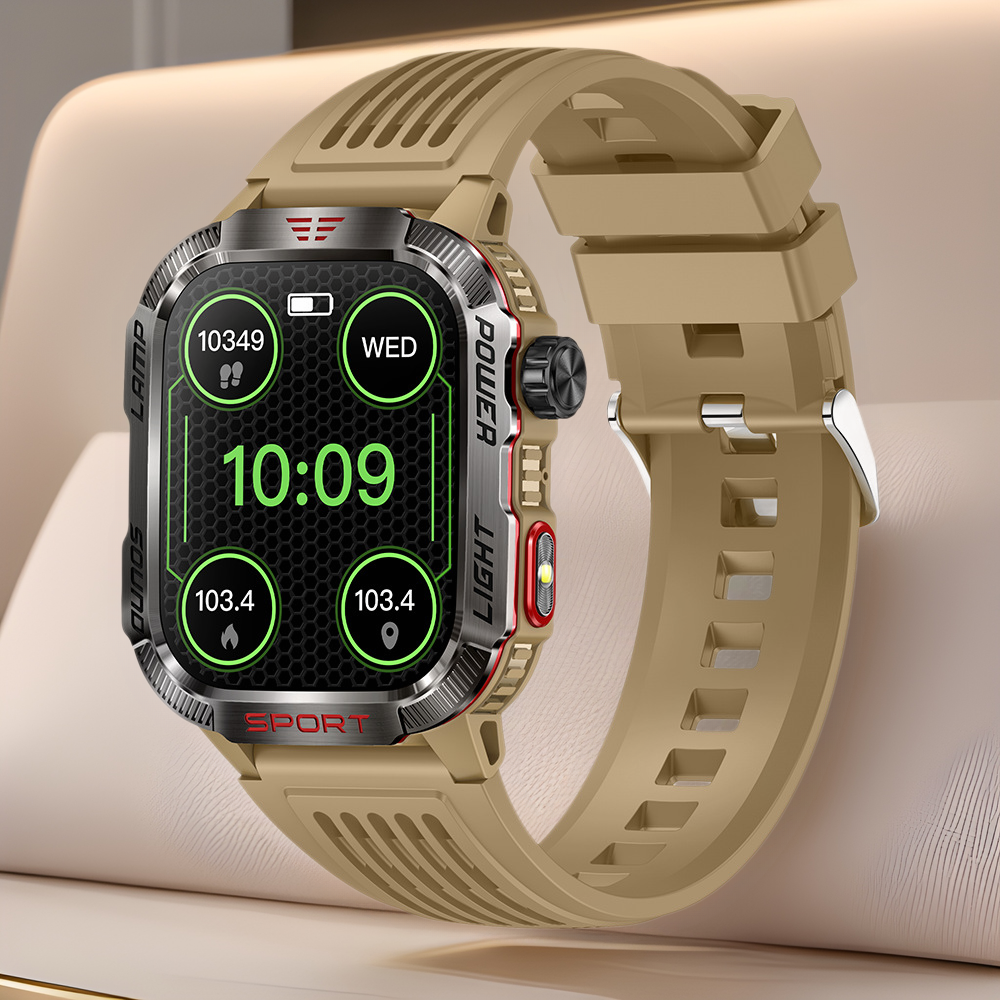 Men's Smart Watch with Bluetooth Call, IP68 Waterproof, Outdoor Features: Altimeter, Barometer, Compass & Encoder