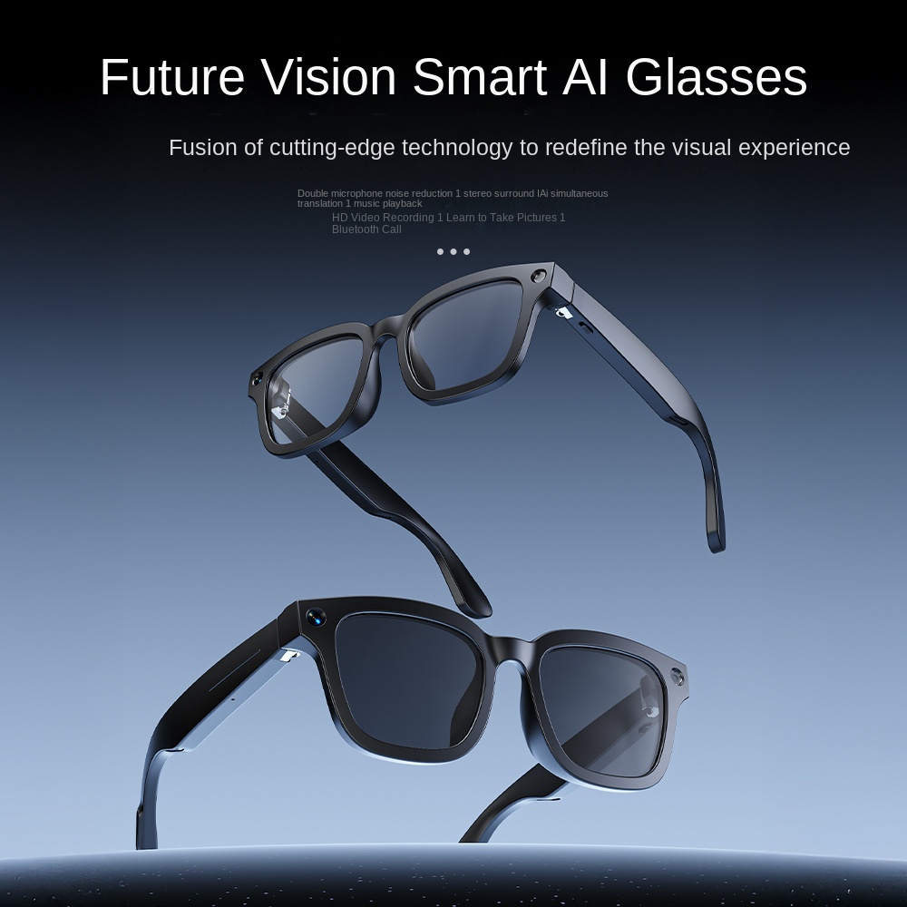 AI Smart Glasses with Camera - Wireless Bluetooth, Voice Call, Music Playback, Photo Taking & Translation - Suitable for Running, Cycling, Hiking - Stylish Sunglasses Design