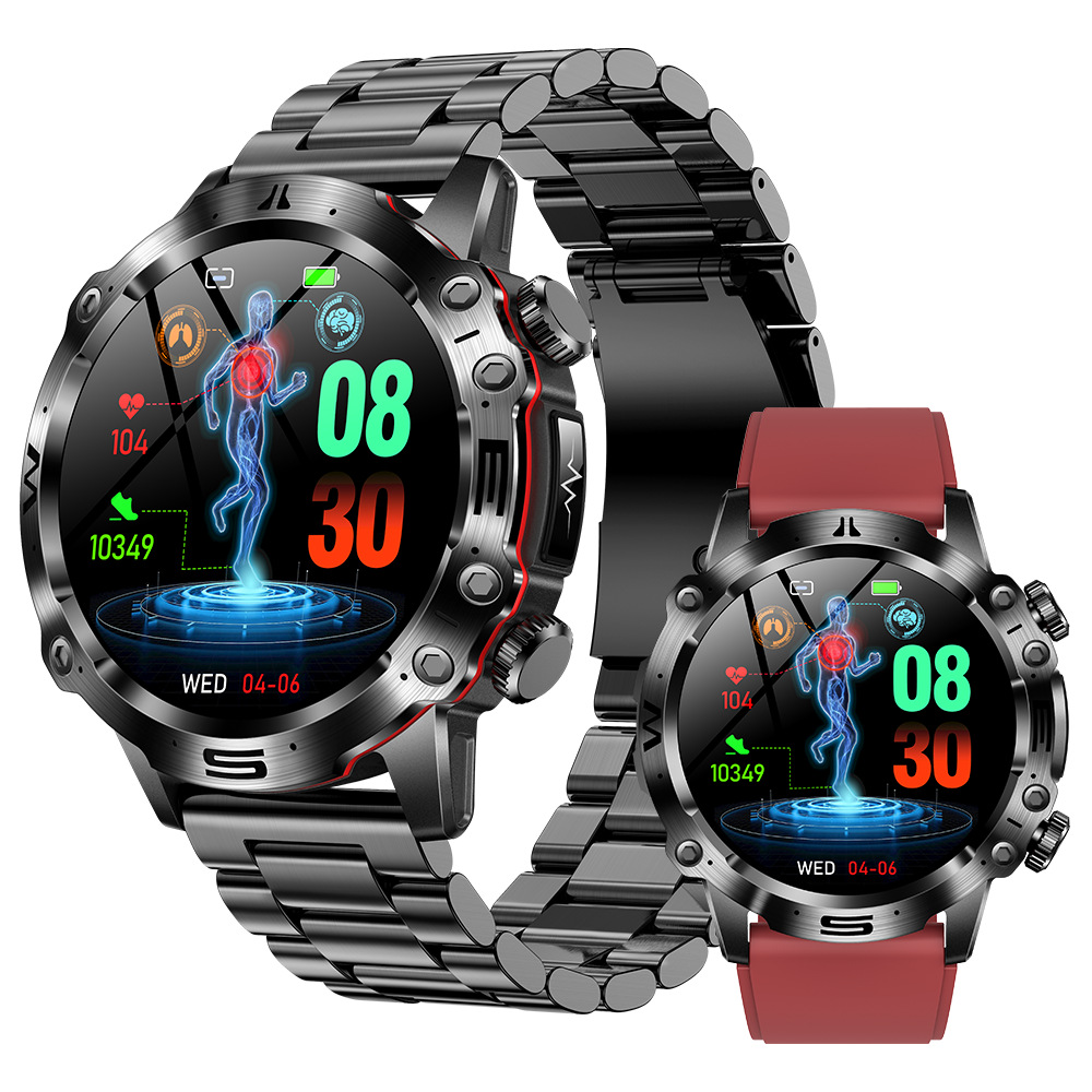 Smart Watch for Outdoor Sports with AMOLED HD Display, ECG Monitoring, Bluetooth Calling & Non-Invasive Blood Glucose Tracking