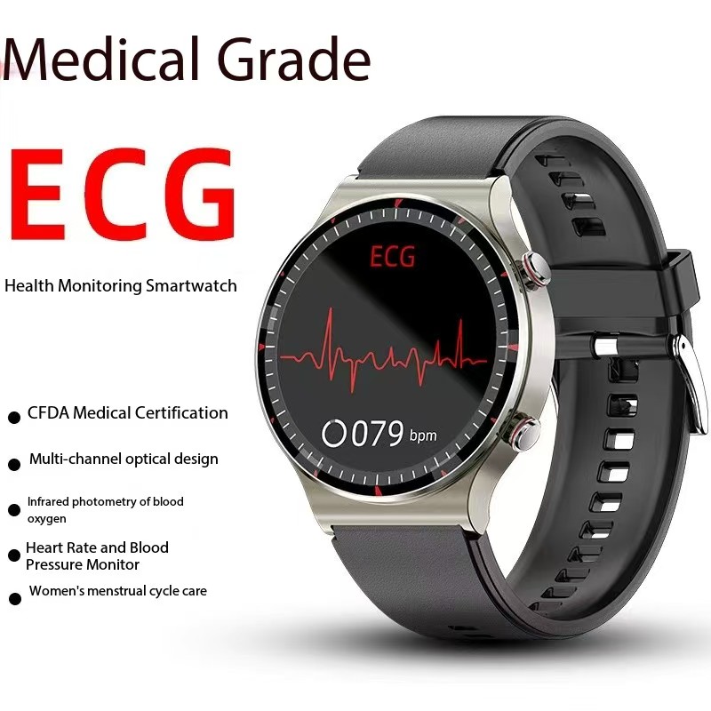 Medical Grade Smart Watch with ECG + PPG, Heart Rate, HRV, Blood Pressure, Blood Oxygen, Body Temperature Monitoring - Comprehensive Health Tracker Watch
