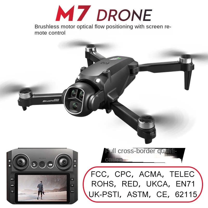 Foldable Brushless RC Drone - Built-in Screen Remote, Optical Flow, Dual Cameras for Aerial Shooting, Rechargeable Flying Toy