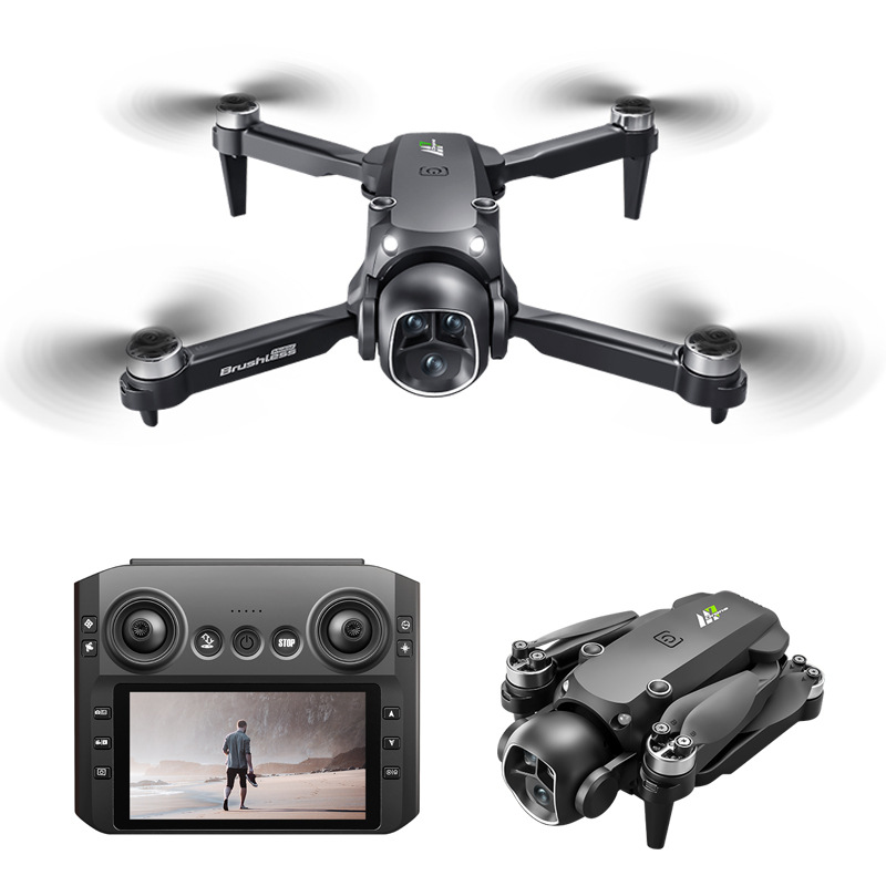 Foldable Brushless RC Drone - Built-in Screen Remote, Optical Flow, Dual Cameras for Aerial Shooting, Rechargeable Flying Toy