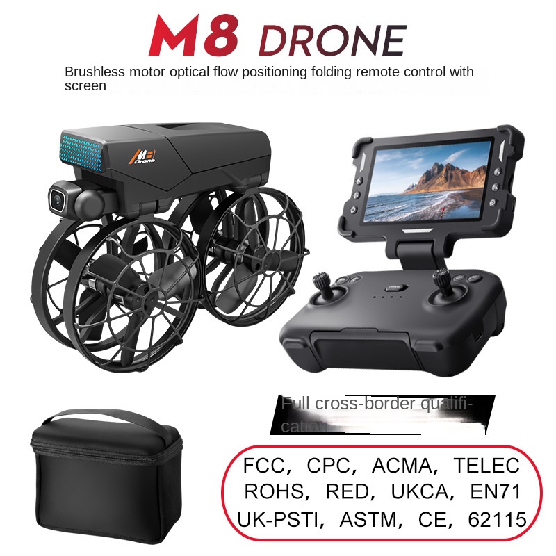 Foldable Drone with Screen Remote - Brushless Motor, Optical Flow Stability, Dual Cameras for Aerial Video, Easy to Fly RC Aircraft Toy for Beginners & Kids