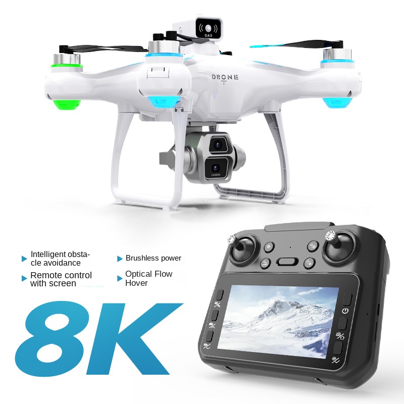 Large Screen Controller Brushless Drone - 8K HD Aerial Photography Aircraft, Long Battery Life Remote Control Plane for Adults & Enthusiasts