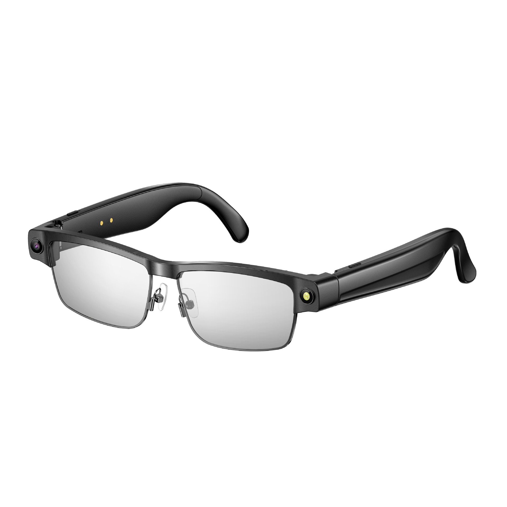 Metal Half-Frame Smart Glasses - 8 Megapixel Smart Shooting, Dual Microphone Noise Reduction, AI Identification, Crystal-Clear Audio