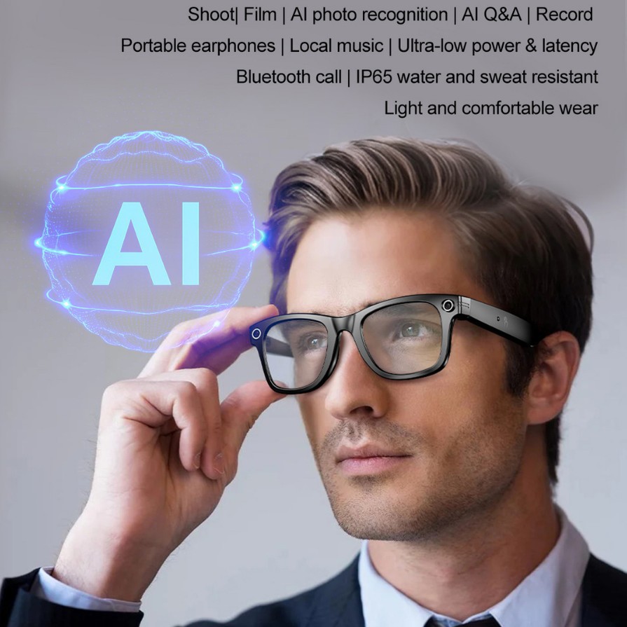 AI Interactive Smart Glasses with Photo/Video/Recorder - Bluetooth Call, Local Music, W20 Low-Power Chip, 35g Comfort Fit