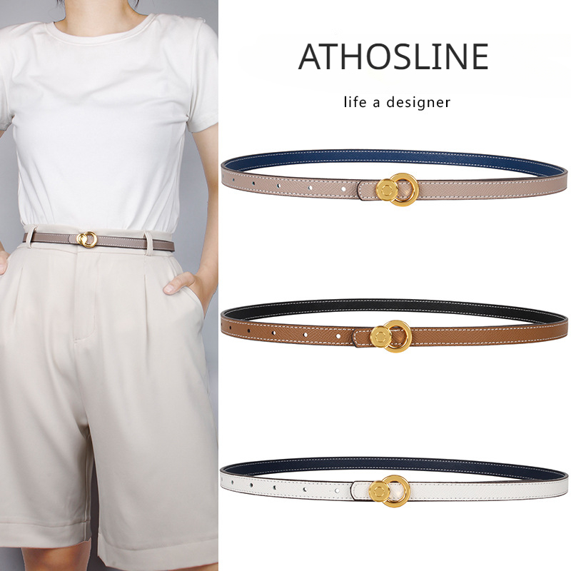 Hermes Reversible Dress Belt for Women 1.5cm Genuine Leather Waistband Belts for Jeans Pants Fashion Accessories for Lady Gift for Her Anniversary Present