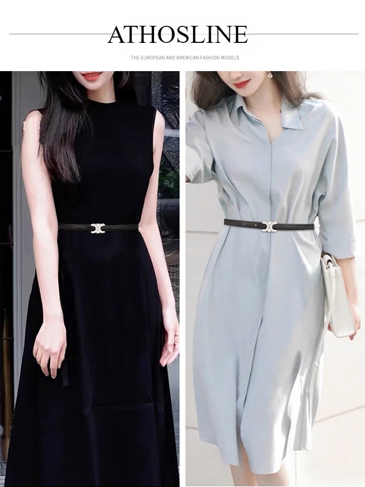  Celine Dress Belt for Women 1.5cm Genuine Leather Waistband Belts for Jeans Pants Fashion Accessories for Lady