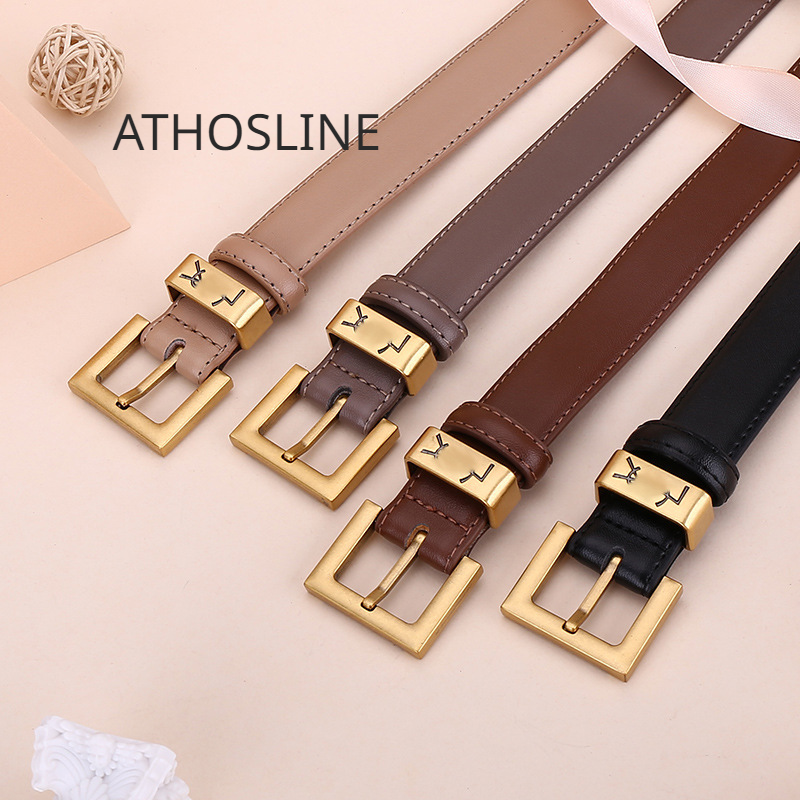 YS Belt for Women 2.5cm Genuine Leather Waistband for Jeans Dress Fashion Accessories for Lady