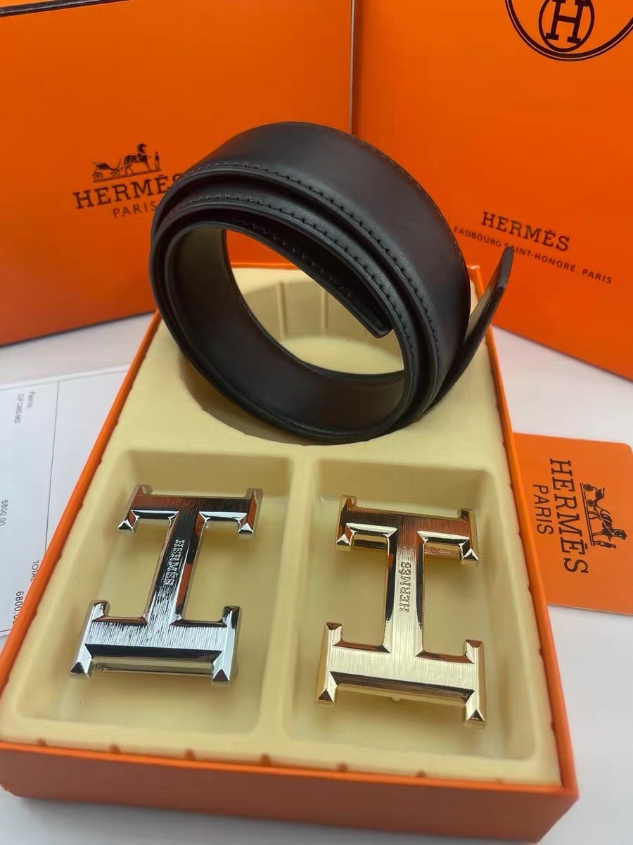 Hermes Belt Set 2 Buckles 1 Strap Fashion Accessories for Men Gift for Him 