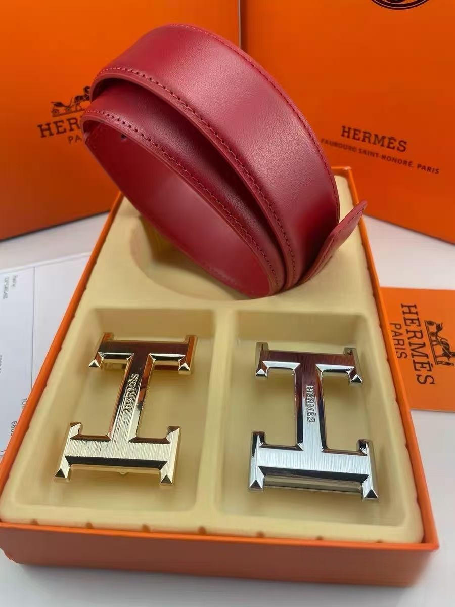 Hermes Belt Set 2 Buckles 1 Strap Fashion Accessories for Men Gift for Him 