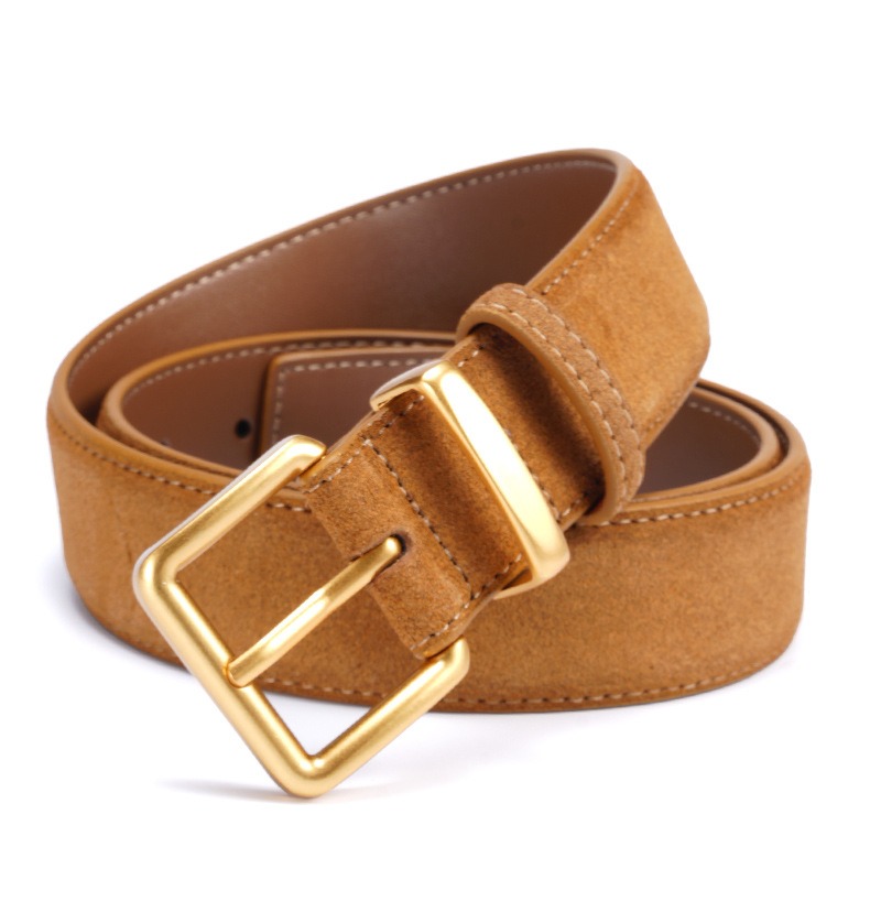 Women's Genuine Leather Belt, 3.3 cm Suede Waistband for Jeans, Dresses, and Coats Wide Belt, 95-115 cm 