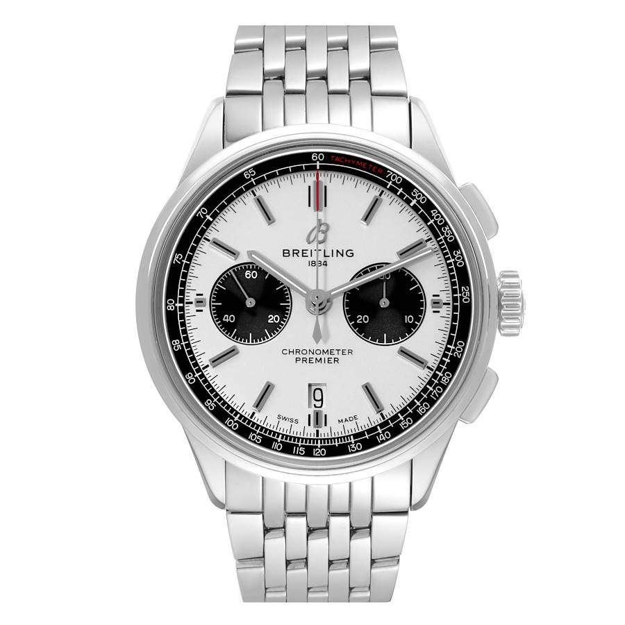 Replica Breitling Premier B01 Chronograph Silver Dial Steel Mens Watch AB0118