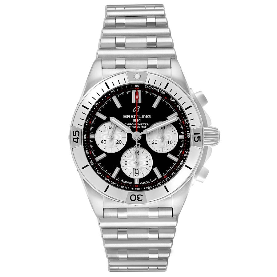 Replica Breitling Chronomat B01 Black Dial Steel Mens Watch AB0134