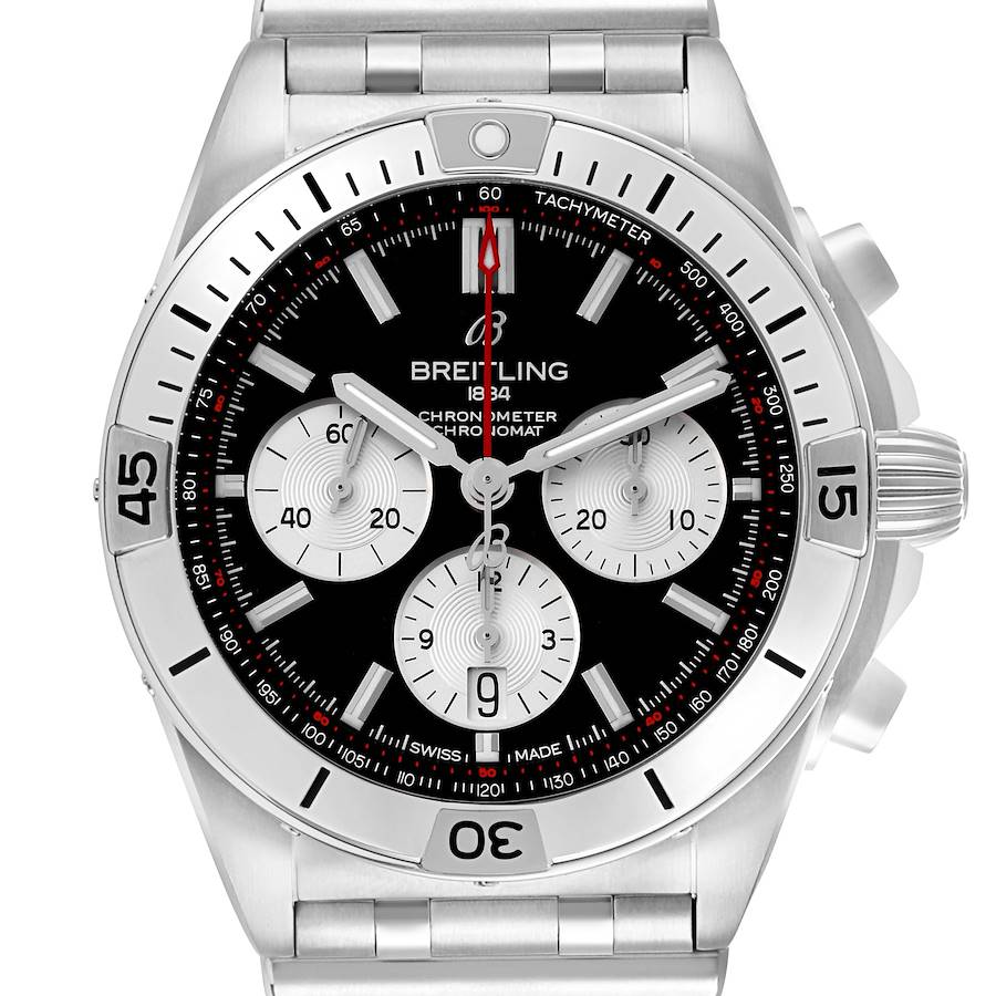 Replica Breitling Chronomat B01 Black Dial Steel Mens Watch AB0134