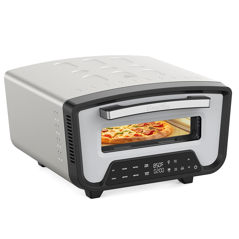Fendia 12 inch electric outdoor pizza oven, 2-minute pizza, with a maximum temperature of 100 degrees Fahrenheit (approximately 454.4 degrees Celsius), containing pizza stones and peels, perfect for home use, terraces, gardens, and camping