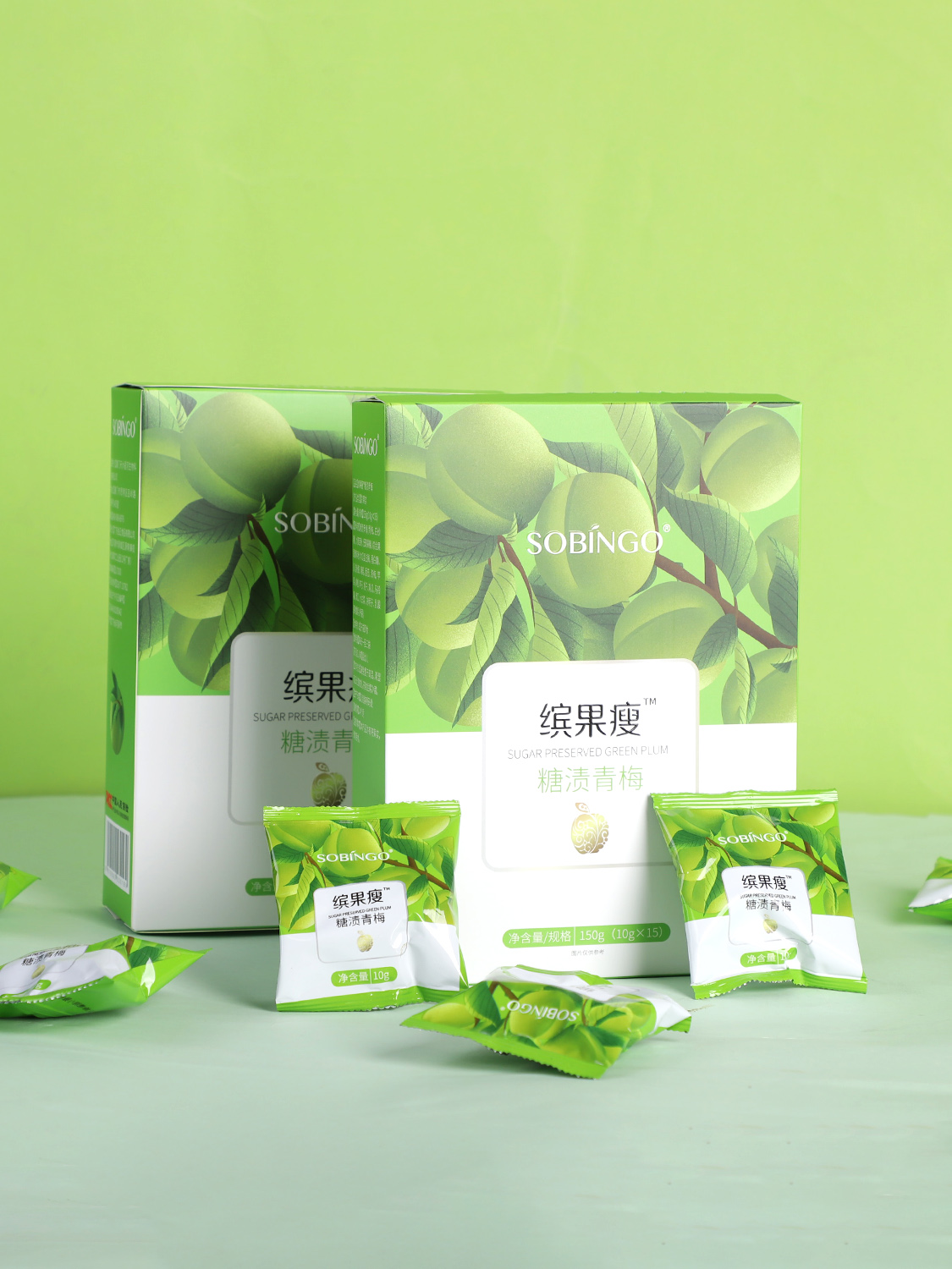 SOBIINGO Binguo Slim Candied Green Plums 2 Boxes (150g/box)