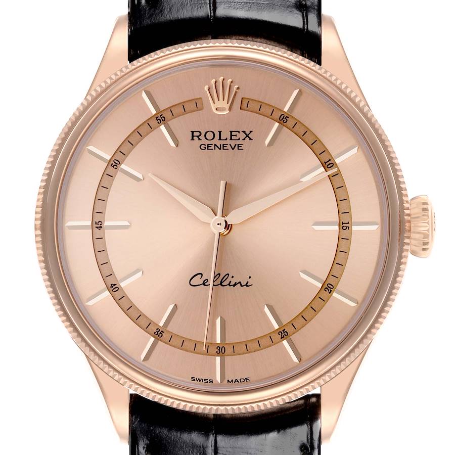 Replica Rolex Cellini Time Rose Gold Pink Dial Mens Watch 50505