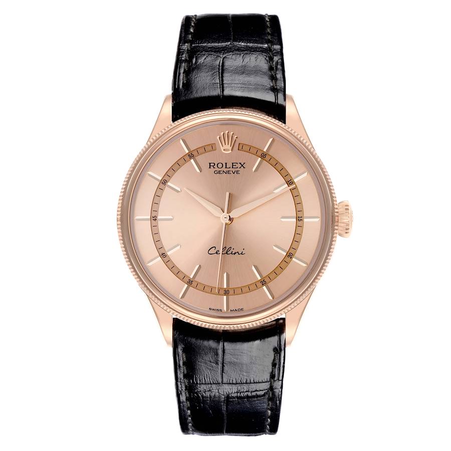 Replica Rolex Cellini Time Rose Gold Pink Dial Mens Watch 50505