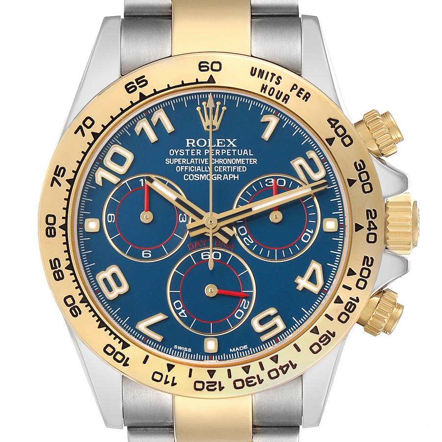 Replica Rolex Daytona Steel Yellow Gold Blue Dial Mens Watch 116503