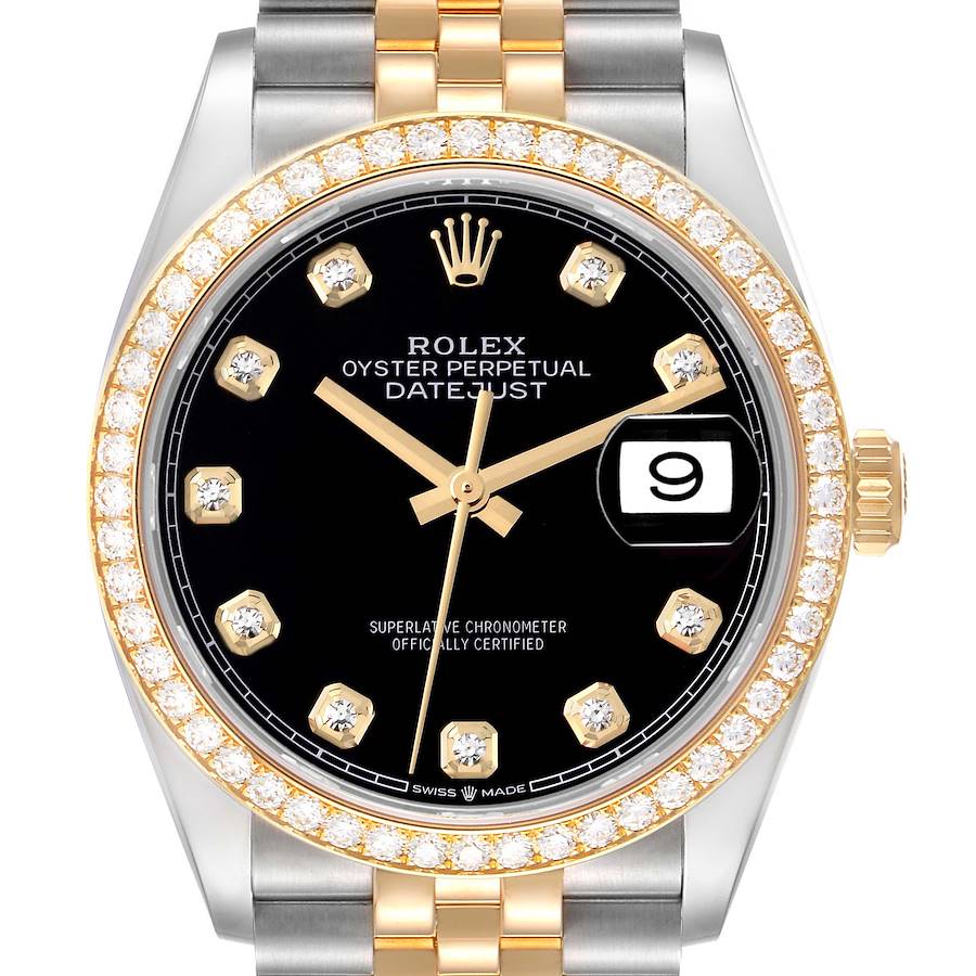 Replica Rolex Datejust 36 Stainless Steel and Yellow Gold Watch with Diamond Dial, Reference 126283