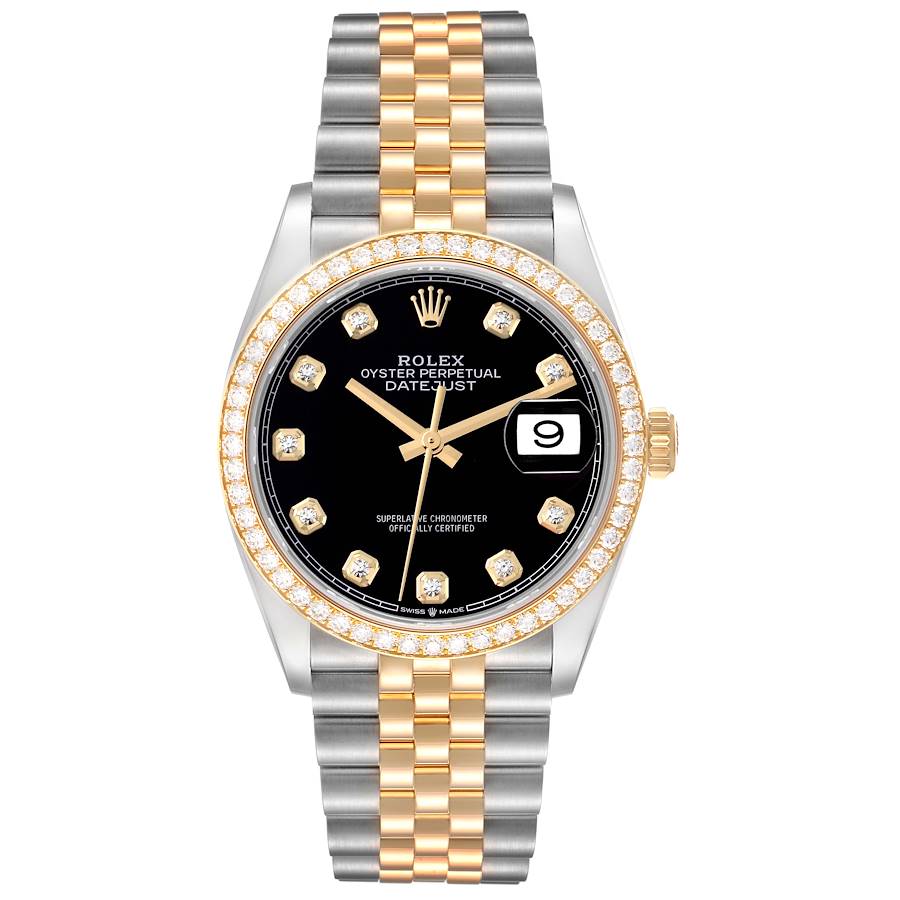 Replica Rolex Datejust 36 Stainless Steel and Yellow Gold Watch with Diamond Dial, Reference 126283