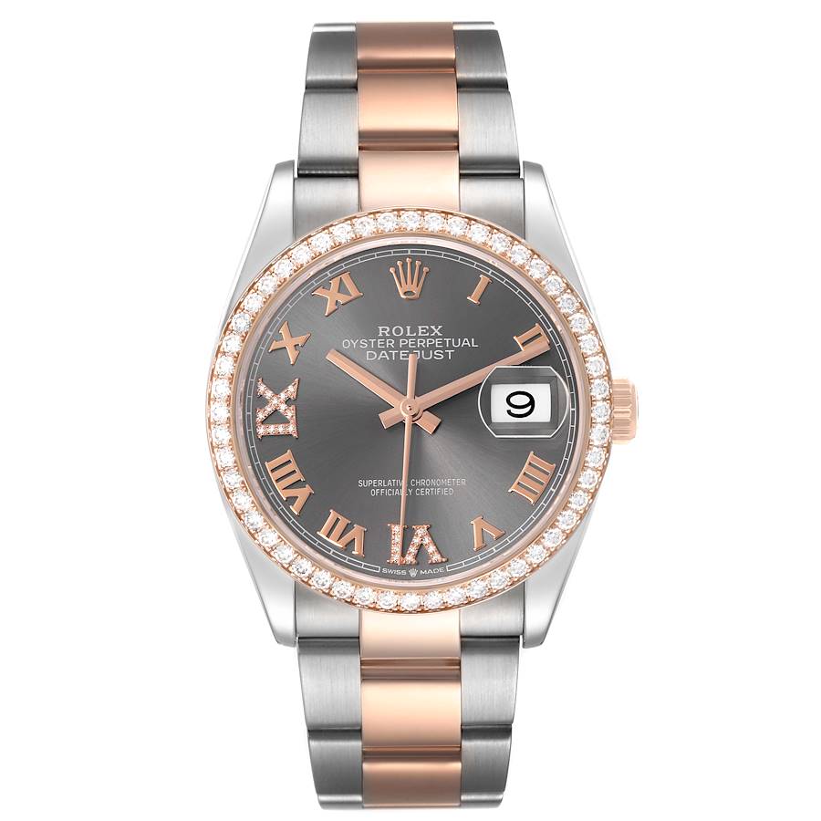 Replica Rolex Datejust 36 Steel Rose Gold Diamond Unisex Watch 126281 Box Card
