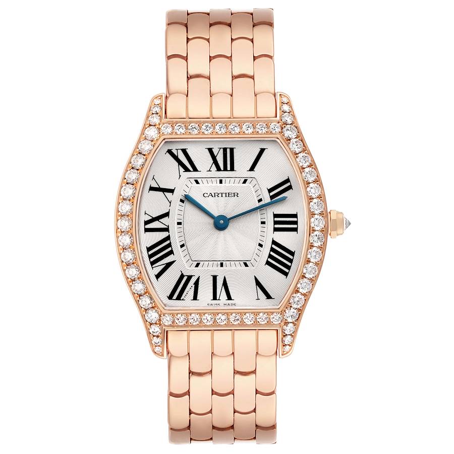 Replica Cartier Tortue Medium Rose Gold Diamond Ladies Watch WA501012 Box Papers