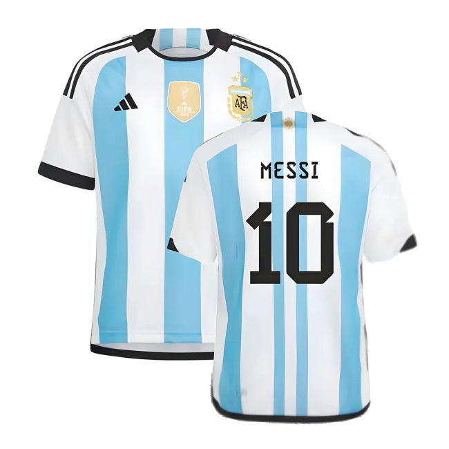Argentina 2022 World Cup Winners Home Shirt - Kids MESSI 10
