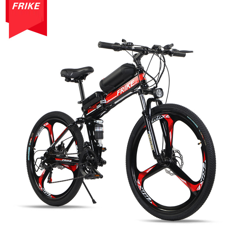 Folding lithium-ion battery mountain bike electric support mountain bike dual-suspension geared bike cross-border