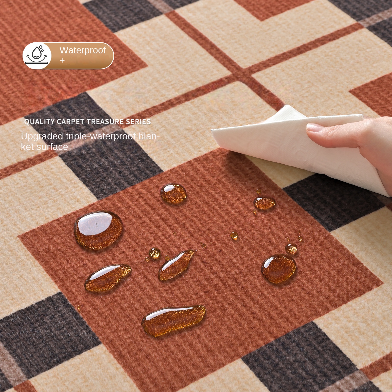 New style Maillard retro carpet for living room, wash-free and wipeable soundproof high-end carpet pad for sofa and bedroom
