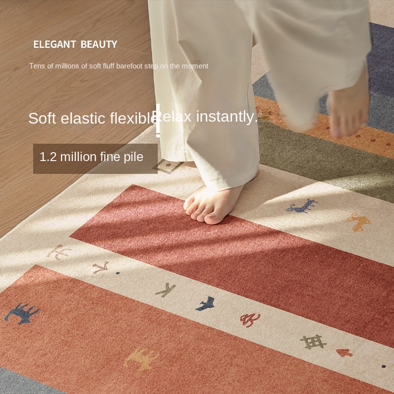 Wash-free and wipeable carpet for living room, cross-border dopamine art style, bedside carpet pad for bedroom, exotic medieval style carpet