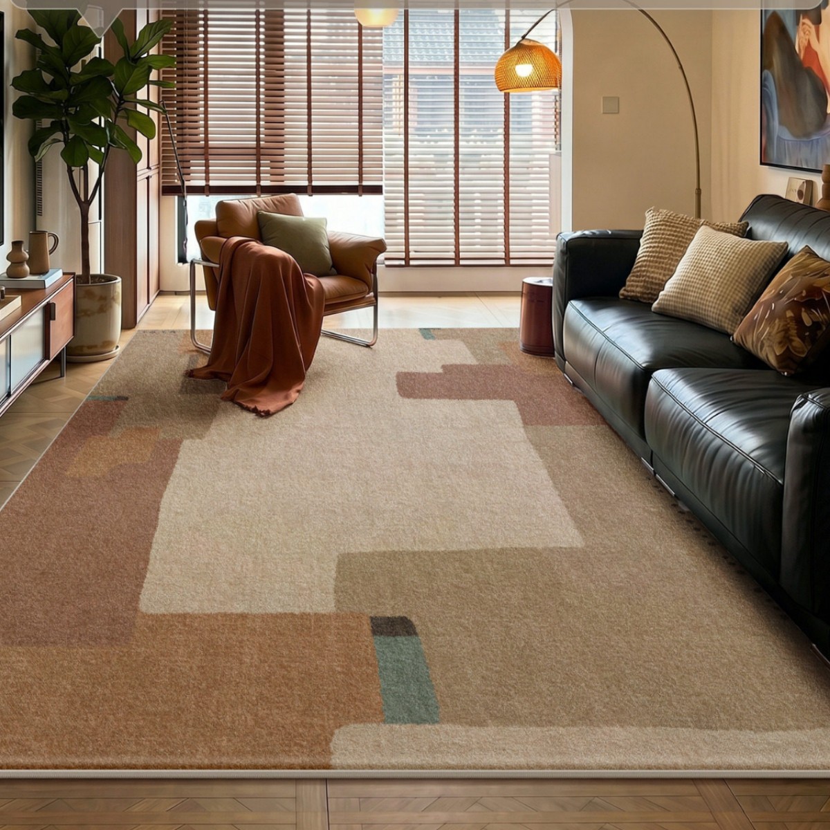 Dopamine carpet living room antique style new style color splicing sofa coffee table blanket wash-free wiping bedroom bedside blanket