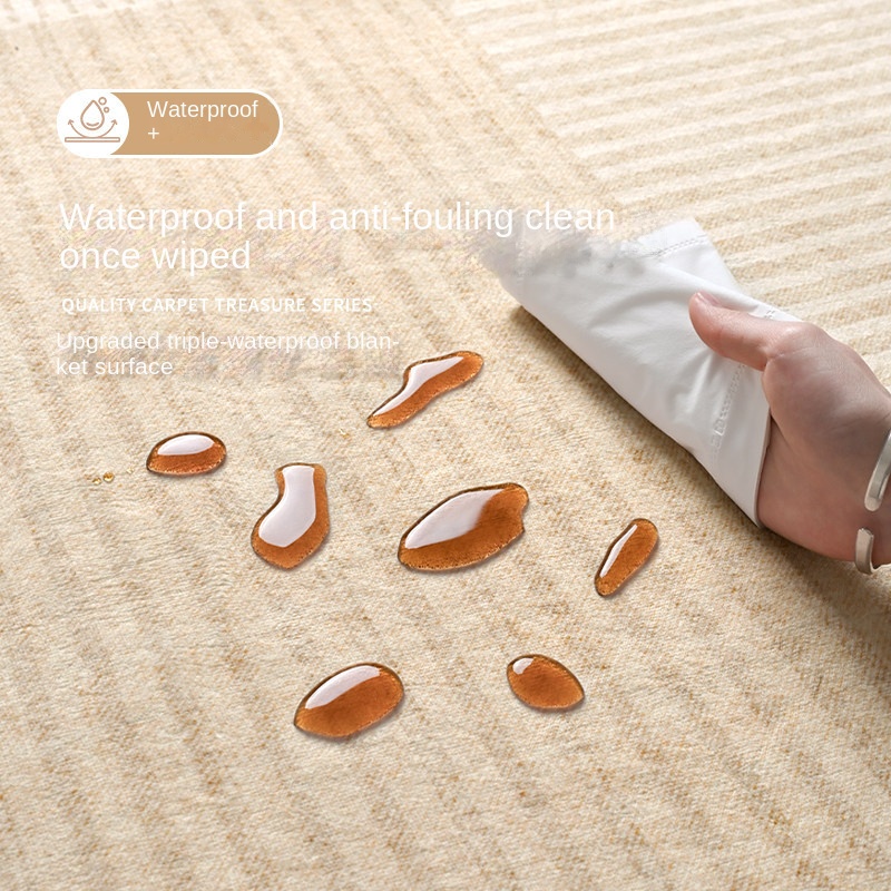 Cream-style sofa and floor mat for carpeted living room, easy-to-clean, no-washing required, light luxury, high-end feel, formaldehyde-free, waterproof, stain-resistant, large area