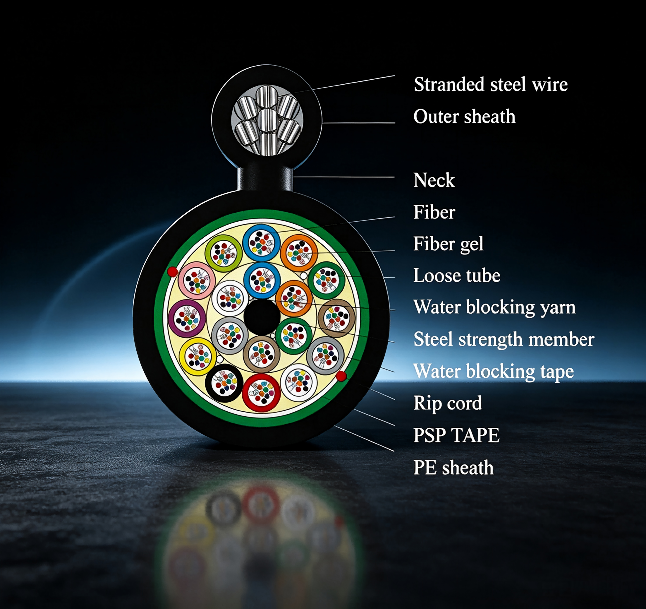 GYTC8S Figure-8 Self-supporting Aerial Optical Cable, Outdoor Overhead Fiber Optic Cable