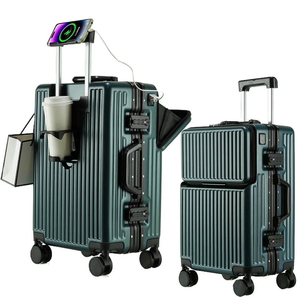 Factory Wholesale Aluminum FrameSuitcase Luggage Large CapacityMultifunctional Front Opening TravelSuitcases Fashionable Luggage Case