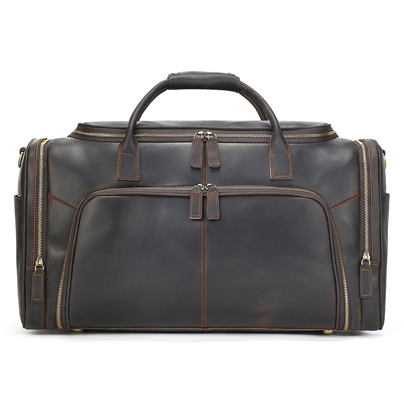 Full Grain Cowhide Leather Gym Duffle Weekender Overnight Travel Duffel Bag For Men