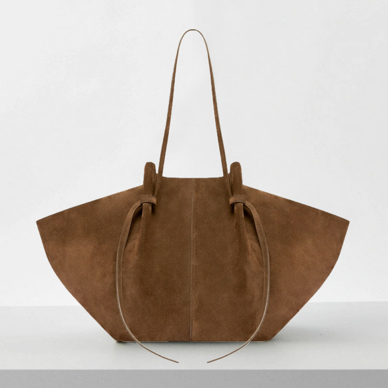 Suede Tote Bag for Women with Detachable Strap | Structured Top-Handle Purse with Interior Pouch
