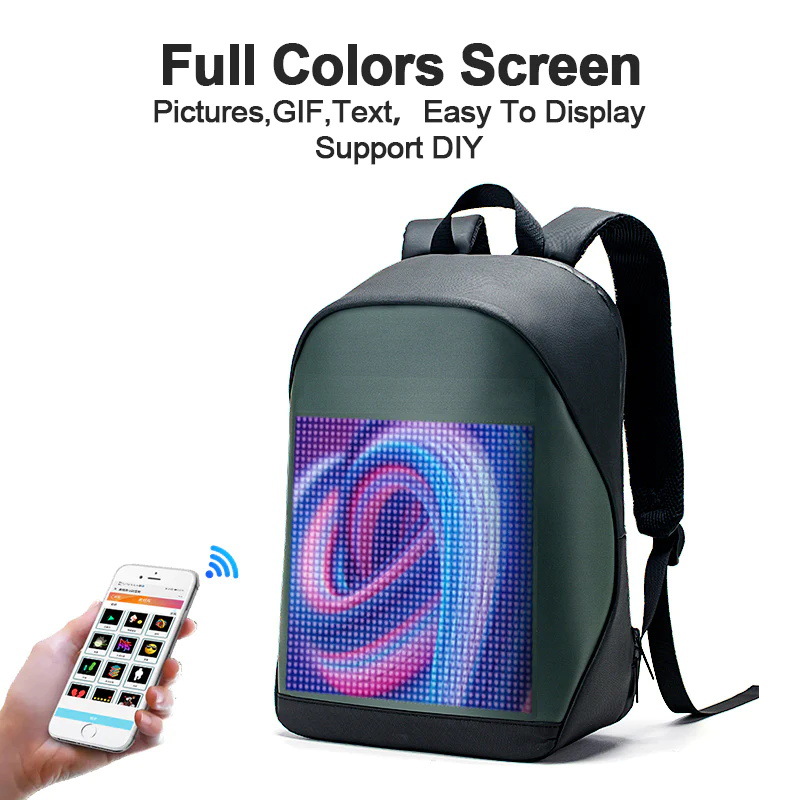 Laptop Backpack with Programmable Screen, App Control Led Laptop Backpack, Waterproof Led Bag, Travel, Motorcycle Backpack, Unique Gift for Men or Women,15.6 Inch Laptop 