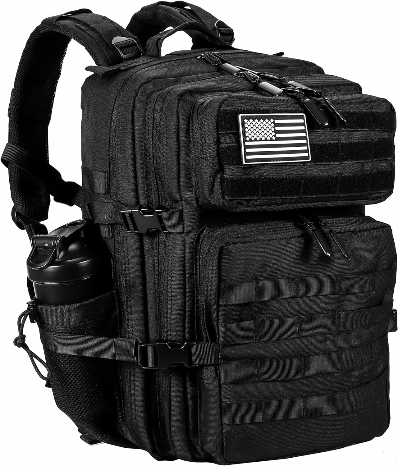 Military Tactical Backpack for Men and Women 45L Army 3 Days Assault Pack Bag Large Rucksack with Molle System Black