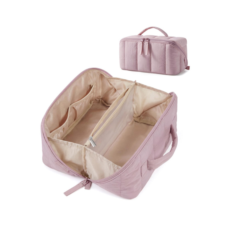 ravel Toiletry Bag, Lightweight Large Wide-open Travel Bag for Women, Puffy Cosmetic Makeup Bag Organizer with Handle for Accessories,Essentials, Toiletries,