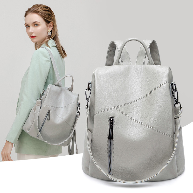 PU Leather Small Backpack Purse for Women Ladies Brown
