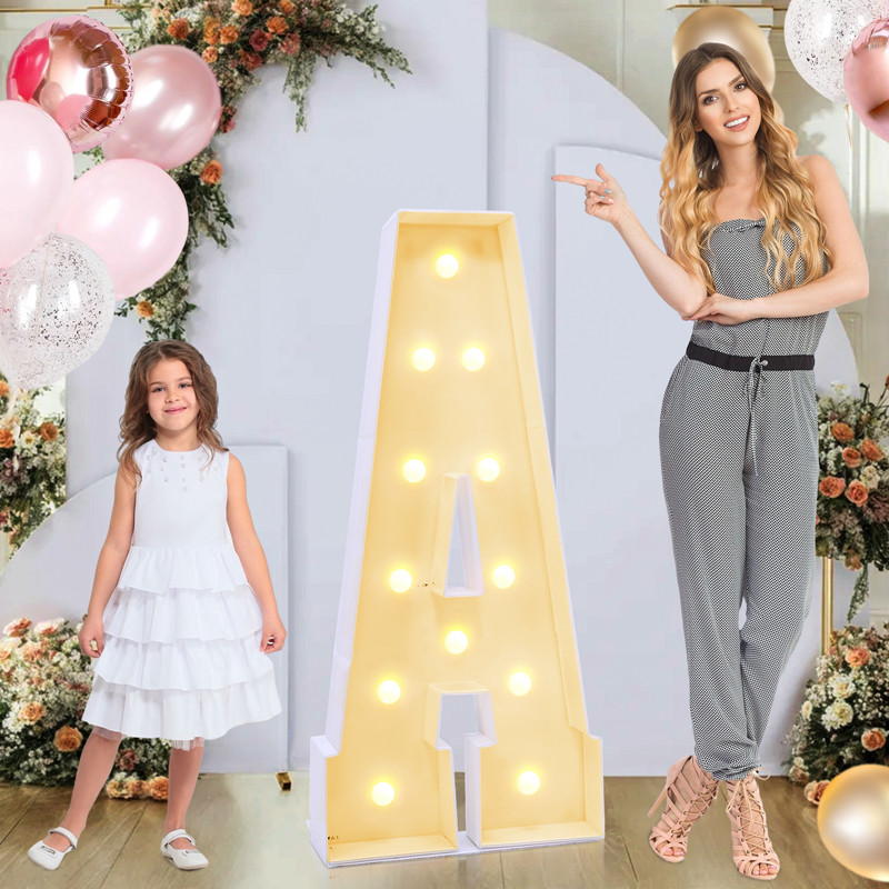 4ft Marquee for Letters A, Large Light up Letters 4ft, Hollow Board Material, Multifunctional Large Marquee for Letters 4 Feet Tall for Party Decorations, Letter Balloons, Wedding Decor, Proposal Decorations