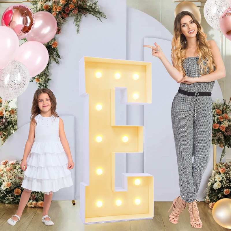 4ft Marquee for Letters E, Large Light up Letters 4ft, Hollow Board Material, Multifunctional Large Marquee for Letters 4 Feet Tall for Party Decorations, Letter Balloons, Wedding Decor, Proposal Decorations
