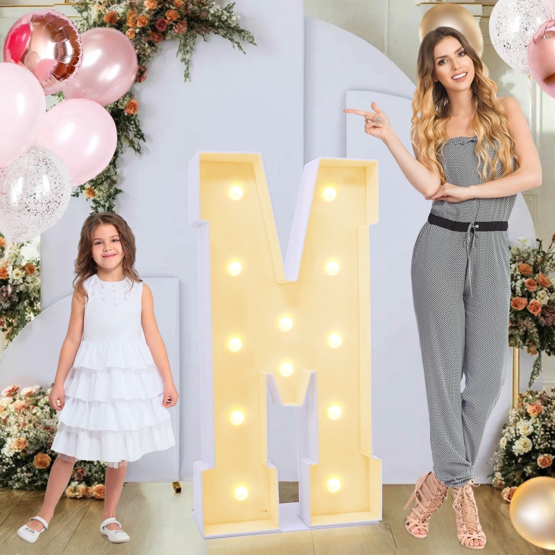 4ft Marquee for Letters M, Large Light up Letters 4ft, Hollow Board Material, Multifunctional Large Marquee for Letters 4 Feet Tall for Party Decorations, Letter Balloons, Wedding Decor, Proposal Decorations