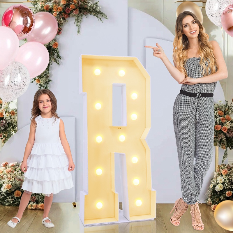 4ft Marquee for Letters R, Large Light up Letters 4ft, Hollow Board Material, Multifunctional Large Marquee for Letters 4 Feet Tall for Party Decorations, Letter Balloons, Wedding Decor, Proposal Decorations