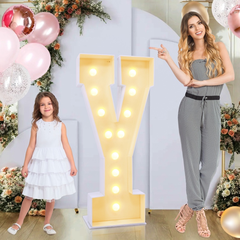 4ft Marquee for Letters Y, Large Light up Letters 4ft, Hollow Board Material, Multifunctional Large Marquee for Letters 4 Feet Tall for Party Decorations, Letter Balloons, Wedding Decor, Proposal Decorations