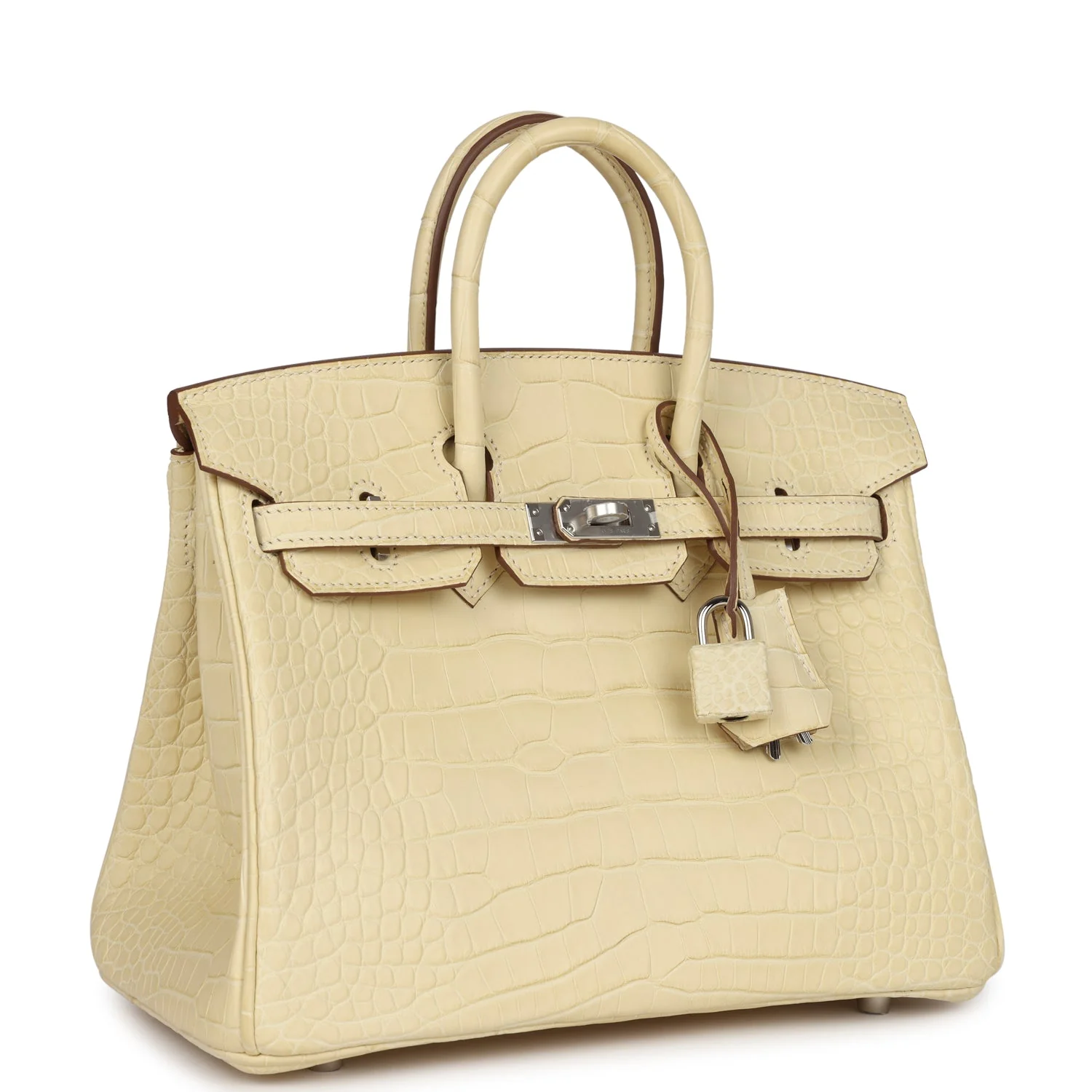 Replica Hermes Birkin 25 Vanille Matte Alligator Palladium Hardware