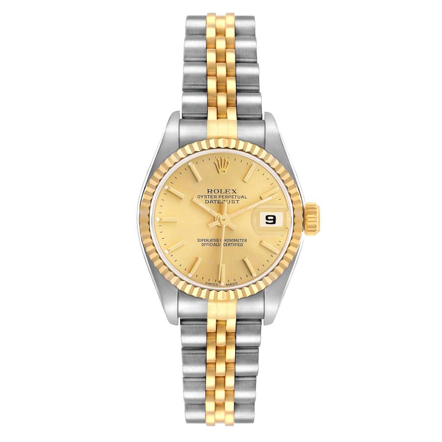 Replica Rolex Datejust acero oro amarillo esfera champagne relojes de mujer 79173