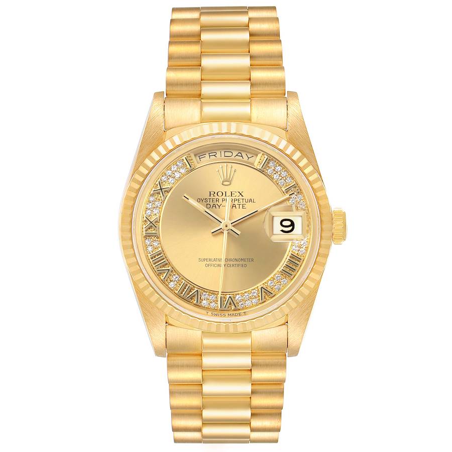 Replica Rolex President Day-Date esfera Myriad diamantes oro amarillo relojes hombre 18238